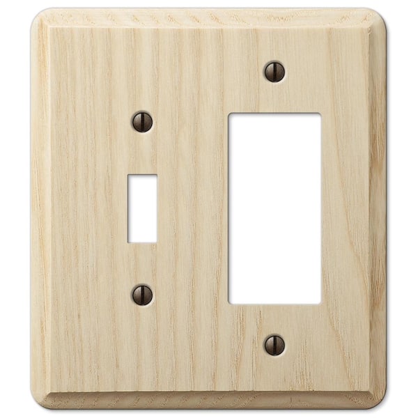 AMERELLE Contemporary 2 Gang 1-Toggle and 1-Rocker Wood Wall Plate - Unfinished Ash