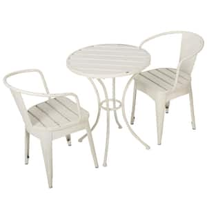 3-Piece White Powder-Coated Iron Outdoor Bistro Set