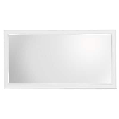 60 in. W x 31 in. H Framed Rectangular Beveled Edge Bathroom Vanity Mirror in White
