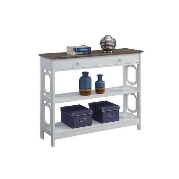 Convenience Concepts Omega 40 In Driftwood Top White Frame Standard Rectangle Console Table With 1 Drawer S20 332 Convenience Concepts Omega 40 In, Omega 1 Drawer Console Table