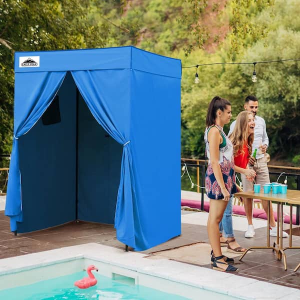 Flat Top 5 ft. x 5 ft. Outdoor Pop Up Shower Privacy Tent Dressing Changing Room, Light Blue