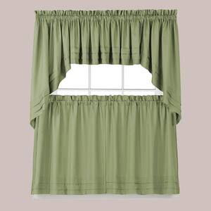 Holden 24 in. L Polyester Tier Curtain in Sage (2-Pack)