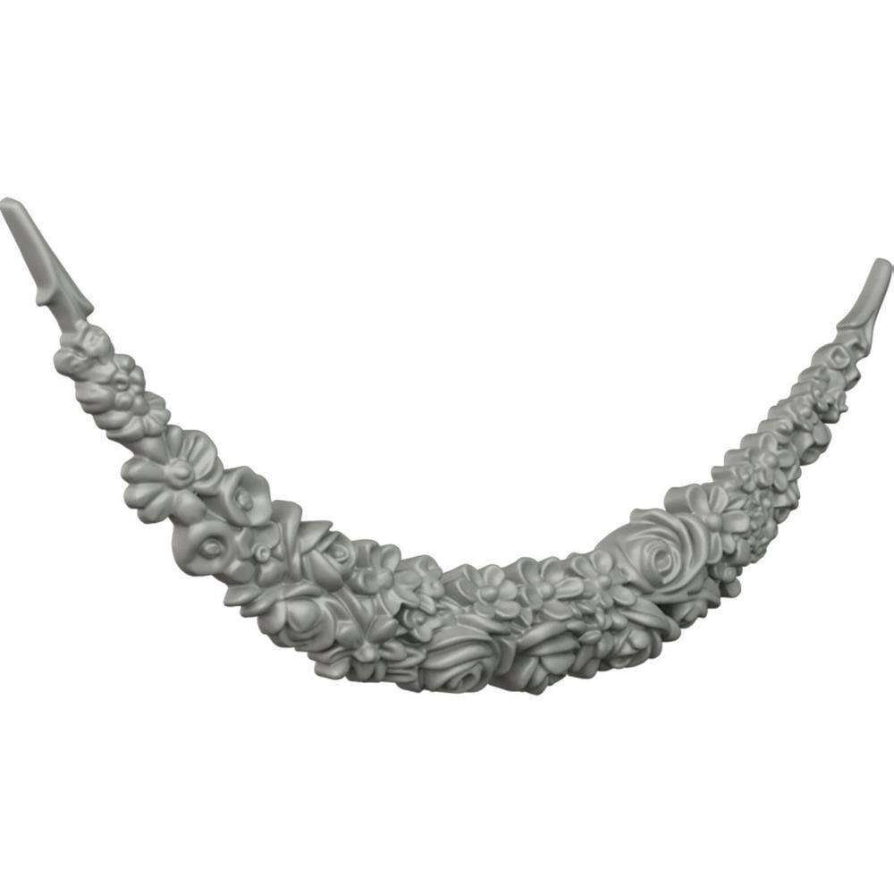 Primed Gray Polyurethane Floral Crown Applique