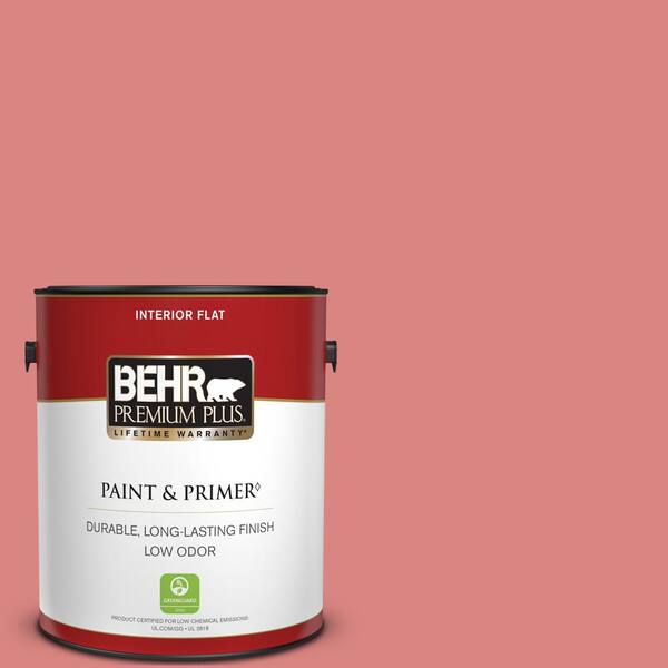 BEHR PREMIUM PLUS 1 gal. #M160-5 Pink Damask Flat Low Odor Interior Paint & Primer