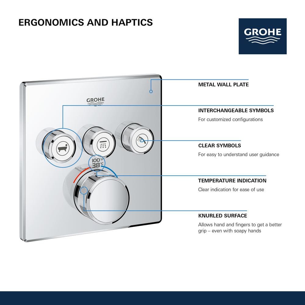 Moon White Metal Wall-Mounted Shower Trim with Push-button Diverter
