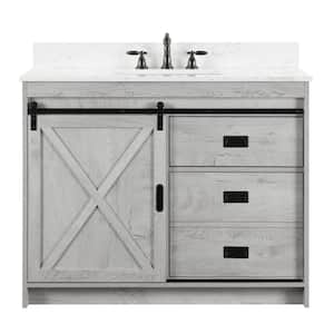 Rafter 42 in. W x 22 in. D Bath Vanity in White Wash with Carrara White Engineered Stone Vanity Top with White Sink