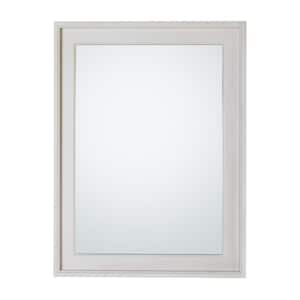 24 in. W x 32 in. H Framed Rectangular Bathroom Vanity Mirror in White Wash