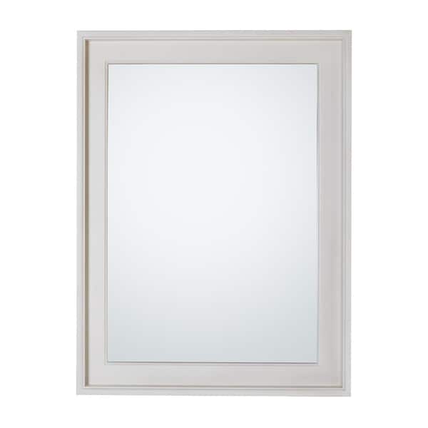 Home Decorators Collection Chennai 24 in. W x 32 in. H Rectangular Wood Framed Wall Bathroom Vanity Mirror in White Wash