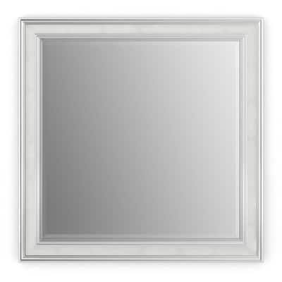 33 in. W x 33 in. H (L2) Framed Square Deluxe Glass Bathroom Vanity Mirror in Chrome and Linen