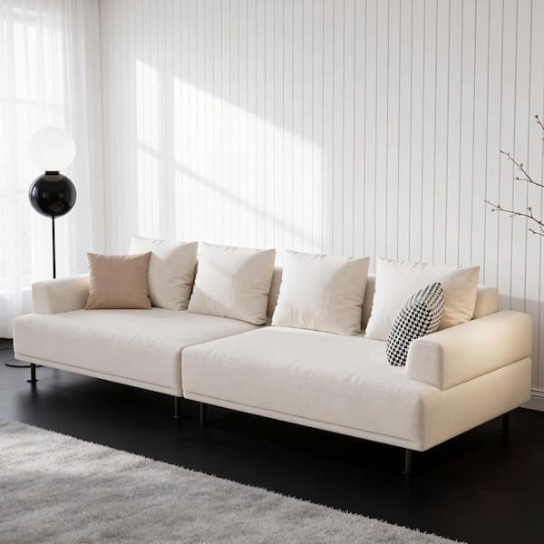7.48 in. Square Arm Fabric Square Sofa 109.44 in. Beige