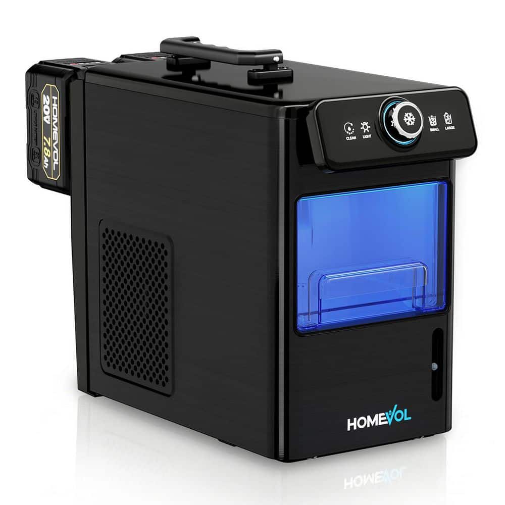 18.5 in. 26 lb. Bullet Ice Countertop Portable Ice Maker in Black with Fast Ice, Low Noise, Outdoor Use No Plug Needed
