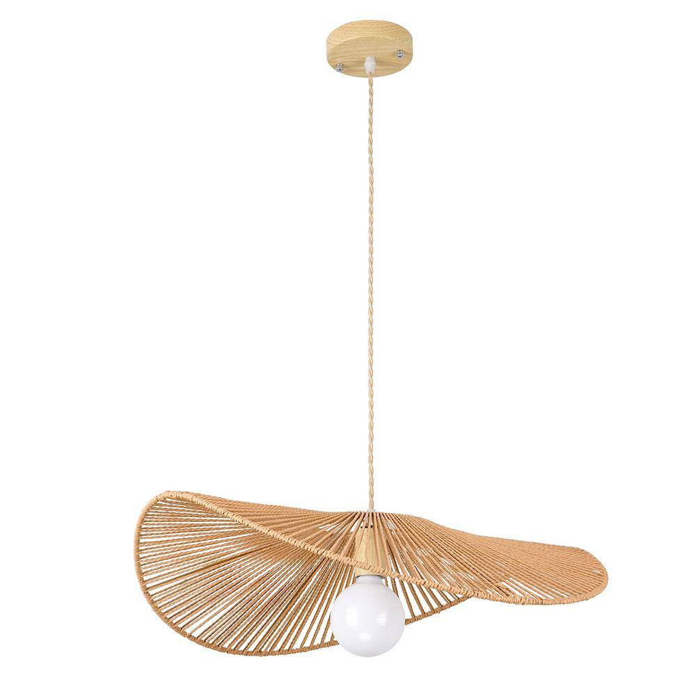 1-Lights Hand-Woven Rattan Pendant Chandelier Light for Kitchen Island Bedroom Living Room Cafe Foyer, wood color. price history on PriceWatchPro