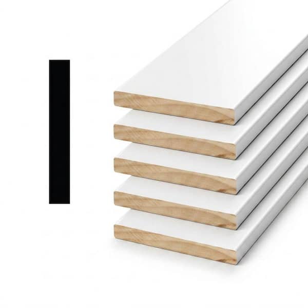 Pro Pack 525E1 9/16 in. x 5-1/4 in. x 144 in. Primed Pine Baseboard Moulding (5-Pack − 60 Total Linear Feet)