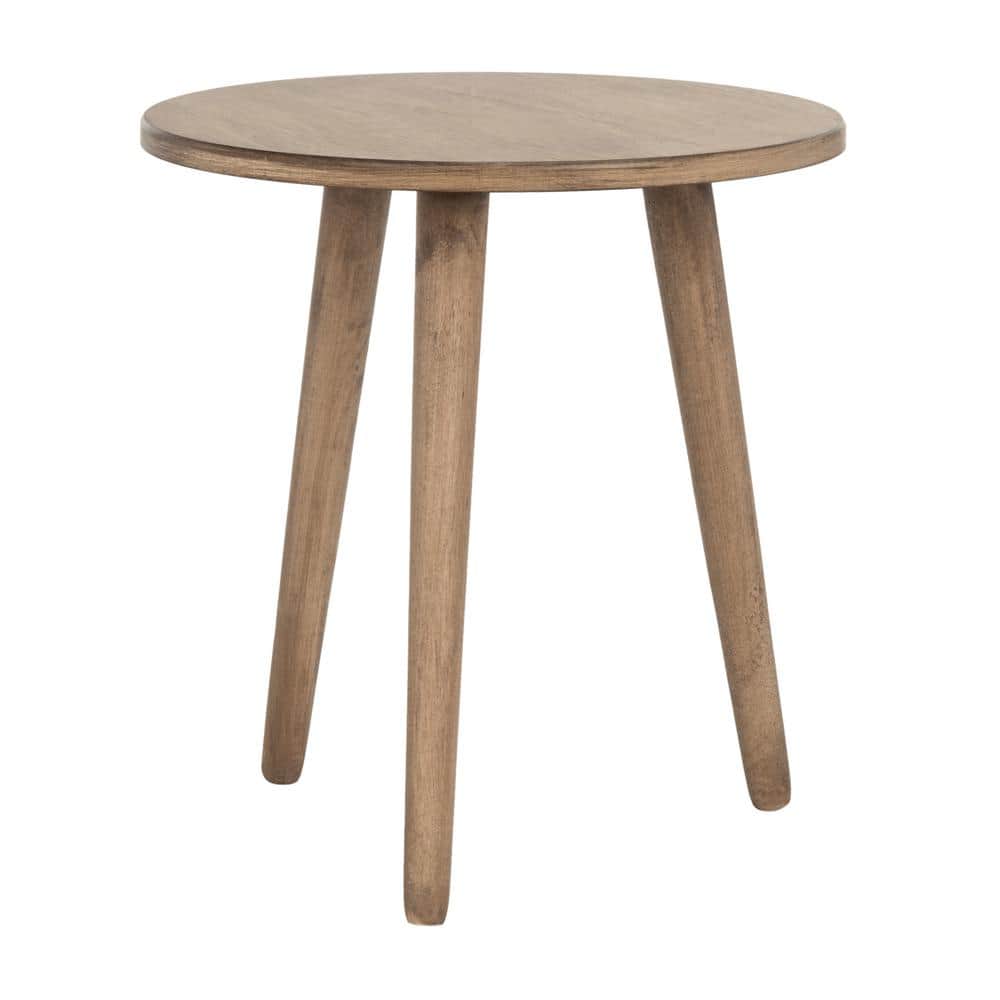 Hygge-Inspired Desert Brown Round Pine Accent Table