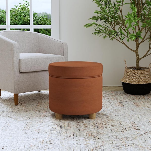 Homepop Spice Velvet Round Storage Ottoman K7716 B314