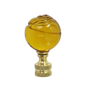 2 in. Yellow Glass Ball Lamp Finial with Solid Brass Finish (1-Pack)