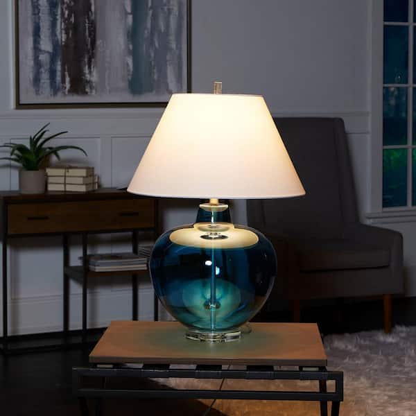 Silverwood Dani 29 5 In Blue Glass Table Lamp Cplt1936b The Home Depot Silverwood Dani 29 5 In Blue Glass, Round Glass Table Lamps