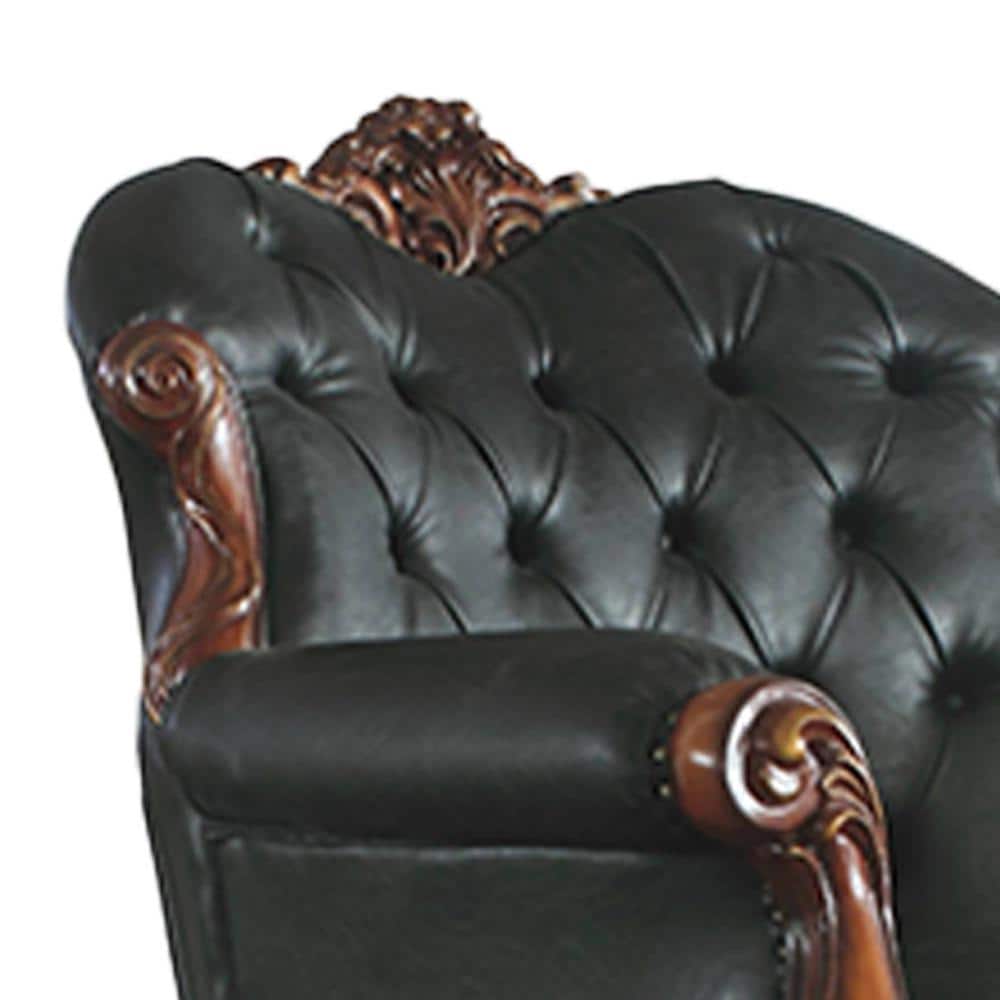 Dresden Cherry Oak Faux Leather Accent Chair with Nail-head Trim