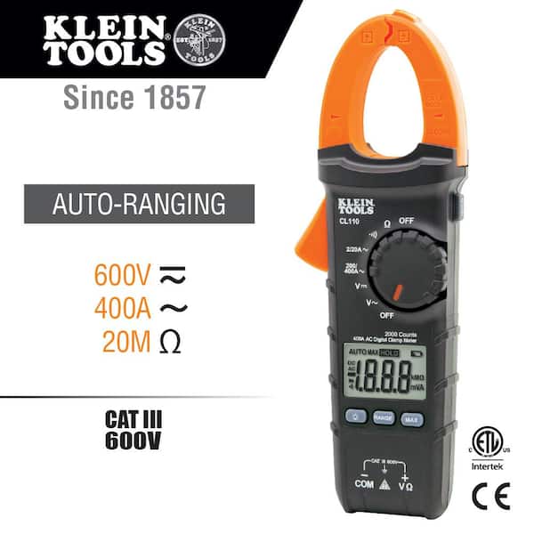 Klein Tools 400 Amp AC Auto-Ranging Digital Clamp Meter CL110