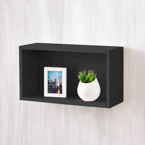 Way Basics Nottingham 7.7 x 19.7 x 11.2 zBoard  Wall Rectangle Decorative Floating Shelf in Black Wood Grain