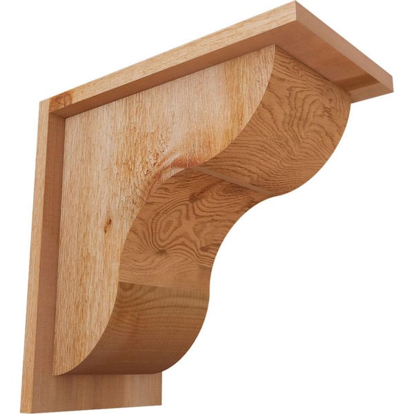 Ekena Millwork 8 in. x 14 in. x 14 in. Western Red Cedar Carmel Rough Sawn Corbel with Backplate