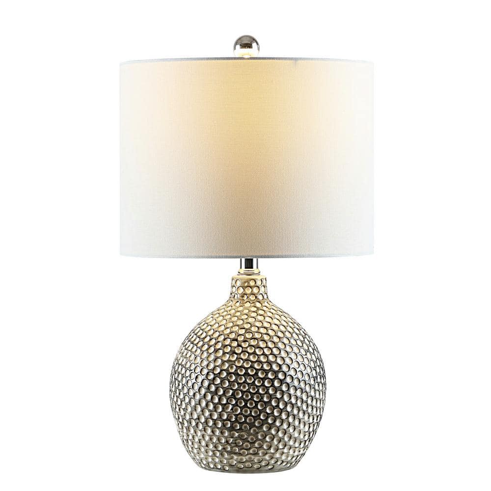 Breeda 20.5" Silver Ceramic Table Lamp with White Drum Shade