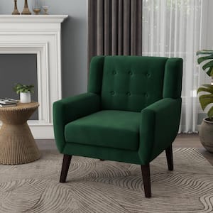 Retro Green Velvet Upholstery Arm Chair (Set of 1)