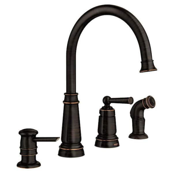 MOEN Edison Single Handle Deck Mount Standard Kitchen Faucet in Mediterranean Bronze
