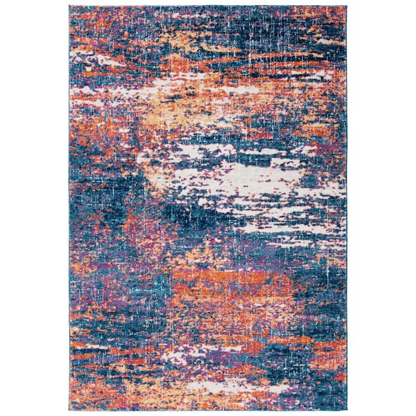 Evoke Navy/Orange 4 ft. x 6 ft. Solid Area Rug