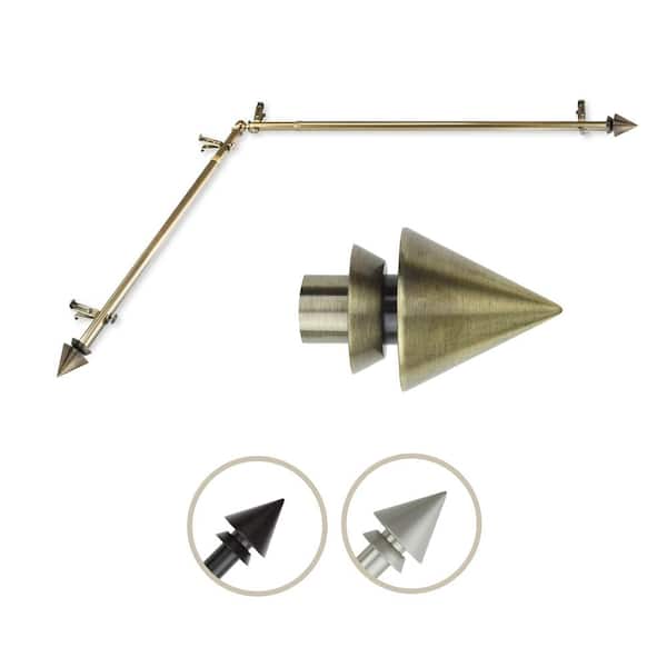 Unbranded 66 in. to 120 in. 13/16 in. Adjustable Corner Window Curtain Rod in Antique Brass with Bruno Finials