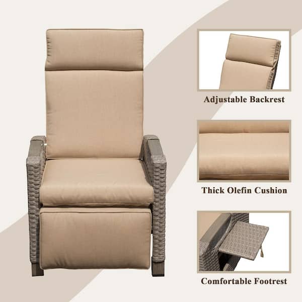 domi outdoor living Domi Outdoor Reclining Chair with Built-In