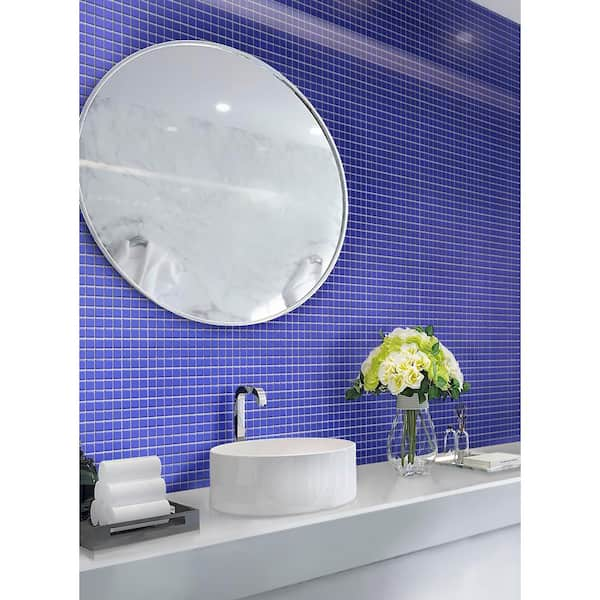 Blue Hemisphere 2 x 2 Glossy & Frosted Glass Mirror Tile CKR113