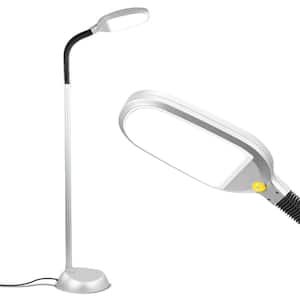Litespan 53 in. Silver LED Adjustable Gooseneck Pole Floor Lamp