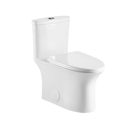 Nelly 1-Piece 1.1/ 1.6 GPF Dual Flush Elongated Toilet in White, Seat Included