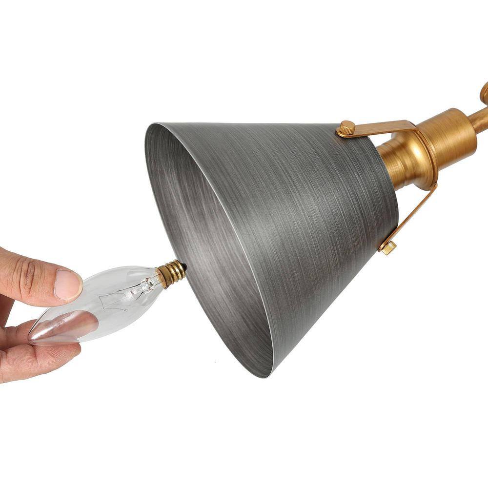 15.5" Brushed Gold and Gray Metal 2-Light Vanity Sconce