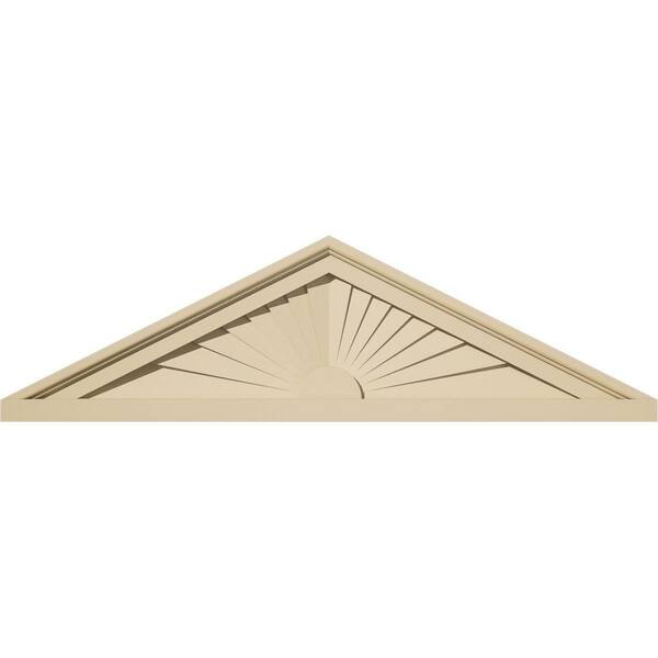 Ekena Millwork 30-in. W x 8-1/2-in. H x 2-in. P (Pitch 6/12) Peaked Cap Sunburst Signature Urethane Pediment, Primed Tan