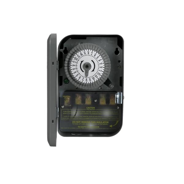 Woods 40-Amp 208-277-Volt DPST 24-Hour Mechanical Time Switch with Metal Indoor Enclosure