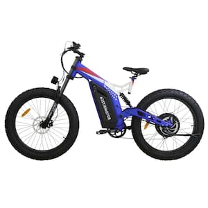 26 in. 7 Speed Blue Fat Tire Electric Bike for Adults