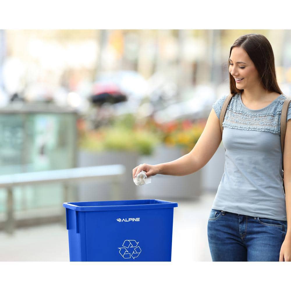 Blue Polypropylene 23-Gallon Touchless Recycling Bin