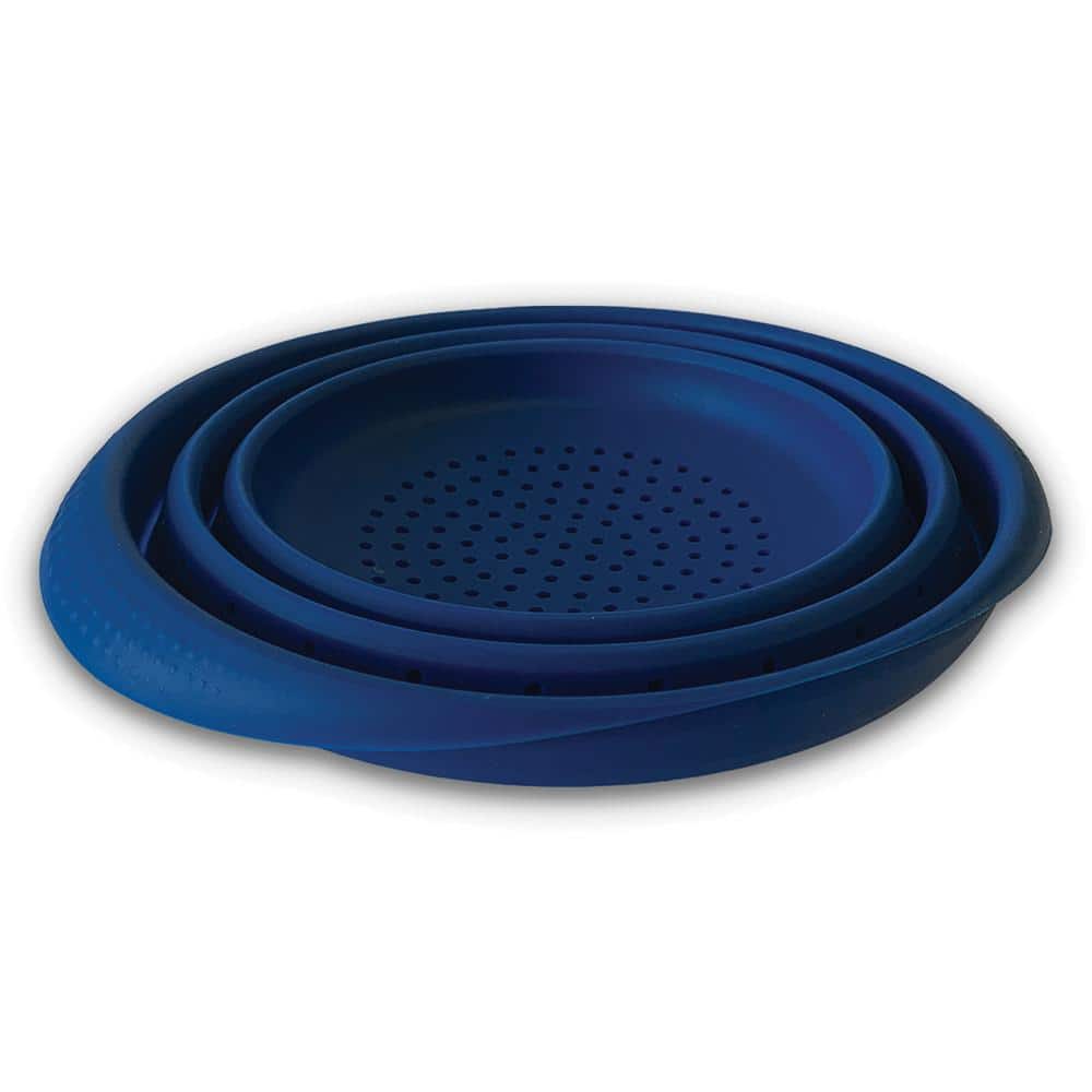Blue 4-Quart Collapsible Silicone Colander