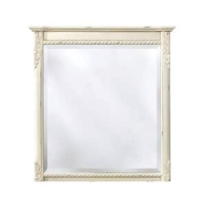 Sophia 32 in. x 30 in. Framed Wall Mirror in Distressed White-DISCONTINUED