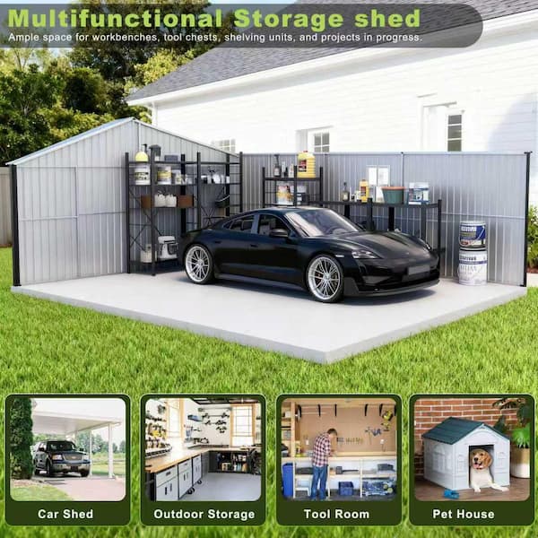 dm20素子白2ユニ黒1BS1 VIWAT 12 ft. W x 20 ft. D Metal Outdoor Storage Garden Tool Steel