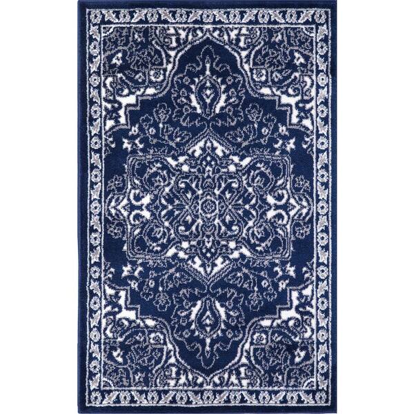 Concord Global Trading Jefferson Collection Vintage Medallion Navy 3 ft. x 4 ft. Area Rug