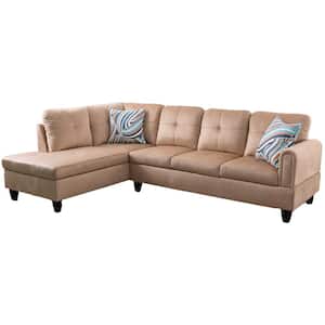 StarHomeLiving 25 in. W 2-piece Microfiber L Shaped Sectional Sofa in Beige