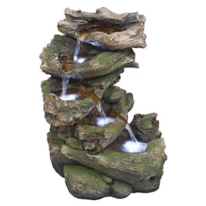 Mesquite Falls Stone Bonded Resin Illuminated Garden Fountain