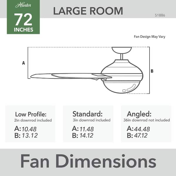 Hunter - Hunter 72 in. Gravity Wi-Fi ENERGY STAR Noble Bronze Smart Ceiling Fan with LED Light Kit and Handheld Remote