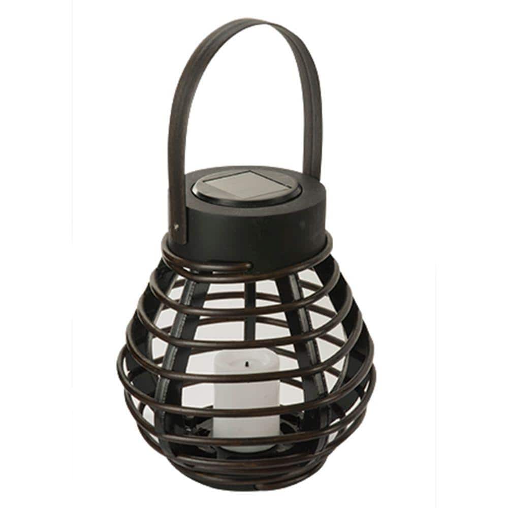 Solar Brown Integrated LED Deck Light with Mini Solar PVC Rattan Basket