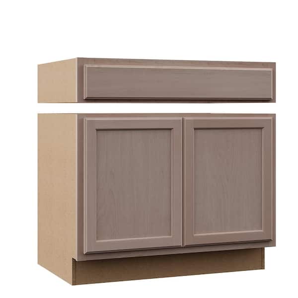 Unbranded 36 in. W x 24 in. D x 34.5 in. H Assembled Accessible Sink Base Kitchen Cabinet in Unfinished with Recessed Panel
