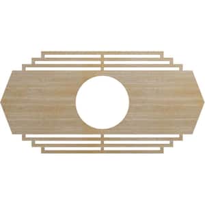 28 in. x 14 in. x 1/4 in. Chrysler Wood Fretwork Pierced Ceiling Medallion, Hickory