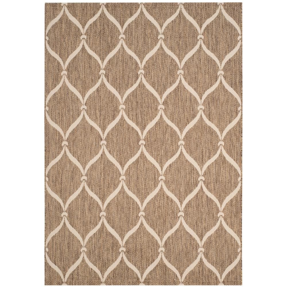 SAFAVIEH Courtyard Brown/Beige Doormat 3 ft. x 5 ft. Trellis Indoor ...